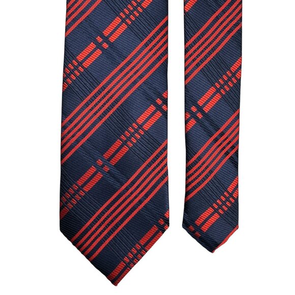 Gianfranco Italy Red & Navy Blue Striped Microfiber Mens Tie Business Work - Picture 2 of 7